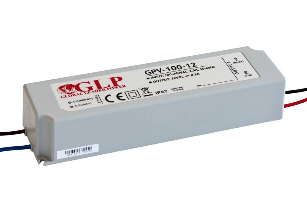 LED voeding - 12V, 8,33A - 100W - IP67 - WATERPROOF LED voeding - 12V, 8,33A - 100W - IP67 - WATERPROOF